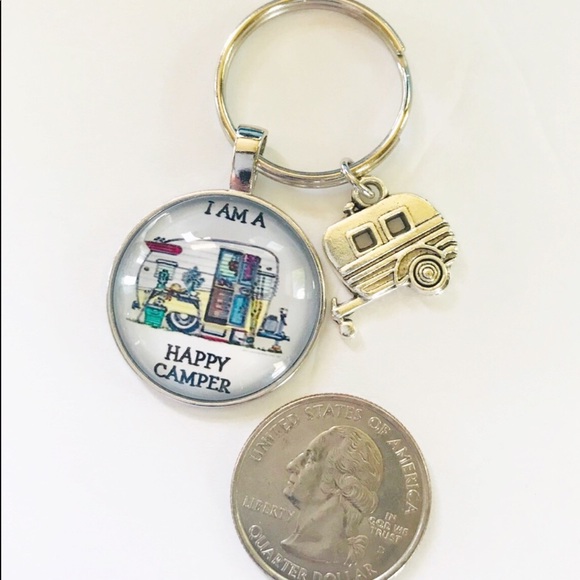 Happy Camper Keyring - Picture 1 of 2